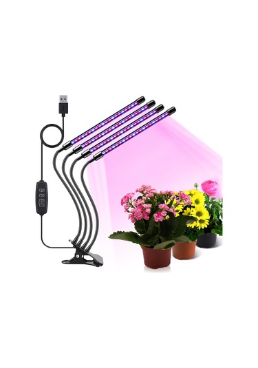 Xindoker Usb Bağlantılı Kırmızı Ve Mavi Spektrumlu 4'lü Led Bitki Büyütme Lambası, 9 Parlaklık Seviyesi Ve Zamanlayıcı Özellikli Diğer