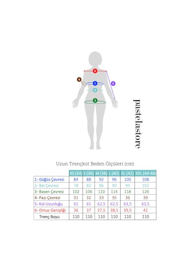 Pastelastore Pamuk Gabardin Uzun Çift Renk Garnili Kadın Trençkot 1114 Açık Bej