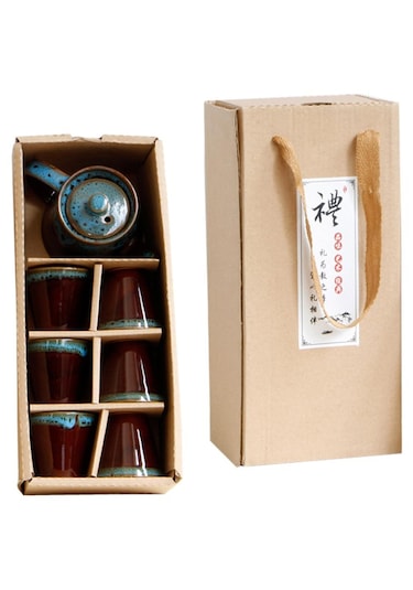 Homyl 7 Parça Seramik Sırlı Çay Bardakları & Mavi Mavi