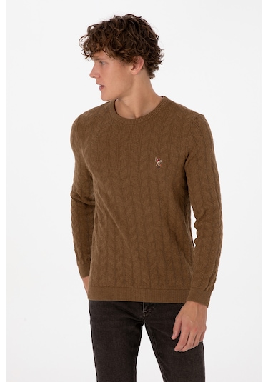 U.s. Polo Assn. Erkek Haki Melanj Kazak /triko 50307836-vr125 Haki Melanj