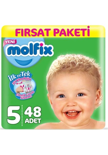 Molfix 3D Bebek Bezi 5 Numara Junior Fırsat Paketi 48 Adet