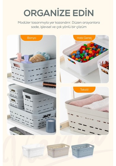 Vienev 6'lı 3,8 Litre Delikli Saklama Kutusu Mavi Mavi