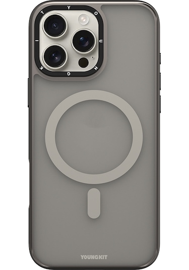 İphone Uyumlu 16 Pro Kılıf Magsafe Uyumlu Cam Arka Yüzey Tpu Youngkit Gemstone Serisi Kapak Gri