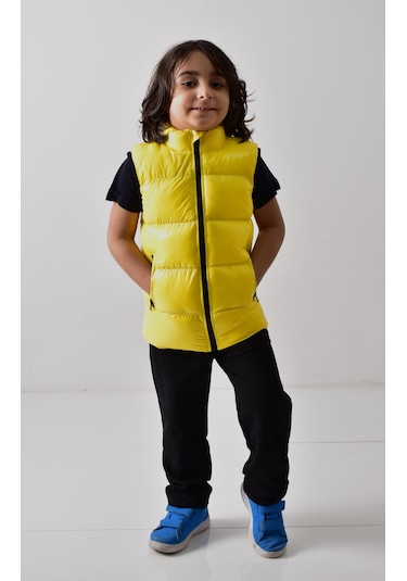 Banada Moda Erkek Çocuk Parlak Sarı Şişme Yelek Sarı