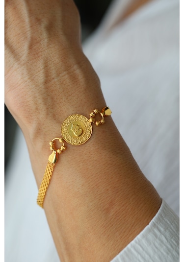 Yenigün Kuyumculuk 14 Ayar Altın Bismark Zincirde 22 Ayar Çeyrek Altınlı Bileklik