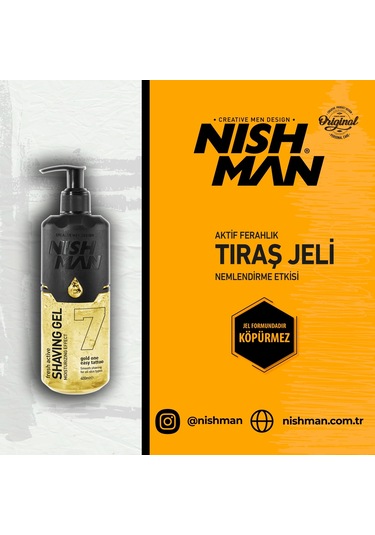 Nishman 7 Gold One Easy Tattoo Traş Jeli Pompalı 400 ML