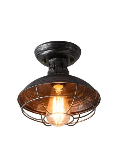 Tel Kafes Tavan Işıkları Kolye Lambaları Endüstriyel Retro Kubbe Tavan Lambasına Yakın Gümüş Gümüş