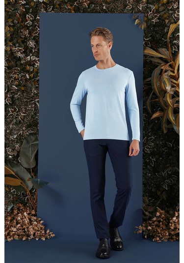 Ts 870 Slim Fit Mavi Spor T-shirt Mavi