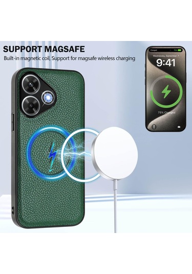 Redmi Note 13r / 13 4g / 13 5g Cx01 Çıkarılabilir Magsafe Manyetik Kart Çantası Telefon Kılıfı Tavuskuşu Yeşili