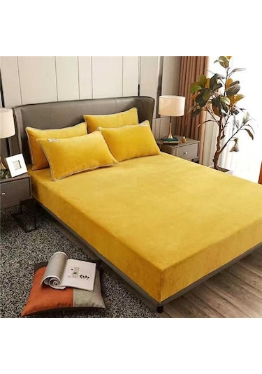 Sarı Süper Sıcak Yumuşak Flanel Yatak Örtüsü 25 Cm Evrensel Yatak Koruyucu Ped Kristal Kadife Çarşaf Anti-akar Ç. K. Alez 56913848