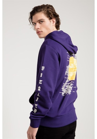 Jahr Marc Dragon Baskılı Mor Oversize Erkek Sweatshirt Mor