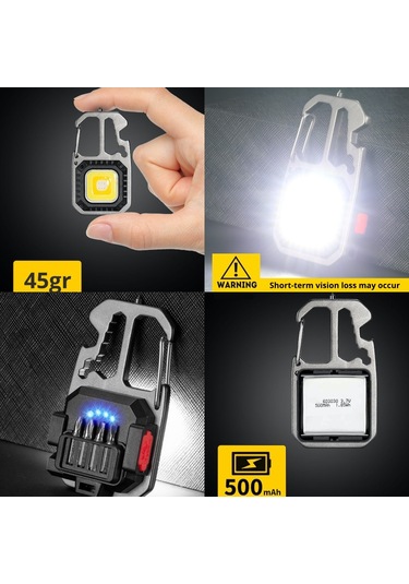 MSO Outdoor VIP Kalite Multifonksiyonel Karabina & Led Fener Gümüş