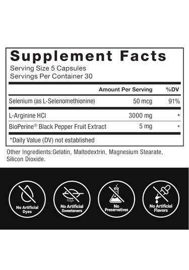 Force Factor L-arginine Nitric Oxide 3000mg, 3g, 150 Capsules