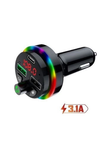 Concord C-6009 Bluetooth Görüşme Ve Müzik Dinleme Ekranlı Rgb Fm Transmitter Pd 3.1a Çift Usb Şarj