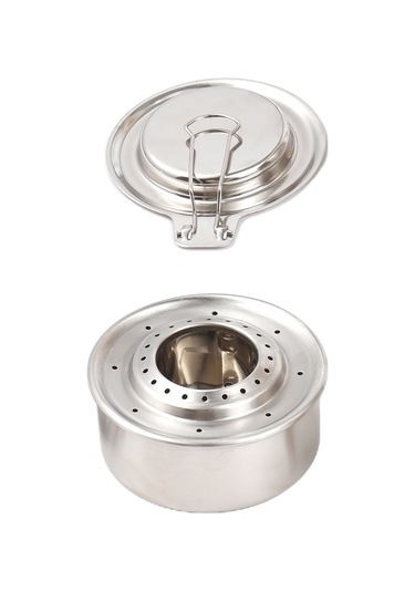 Jeemson Dış Mekan Çelik Alkol Ocağı Seti - 130ml Kapasite + Yangın Söndürme Kapağı 201 Çelik Gümüş