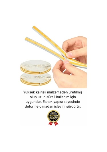 Güçlü Kendinden Yapışkanlı Kapı Pencere Soğuk Hava Geçirmez Yalıtım İzolasyon Beyaz Fitil 6 Metre Diğer