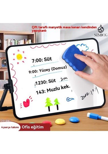 A4 Çift Taraflı Küçük Kara Tahta Silinebilir Kara Tahta Mesaj Çizim Tahtası Siyah