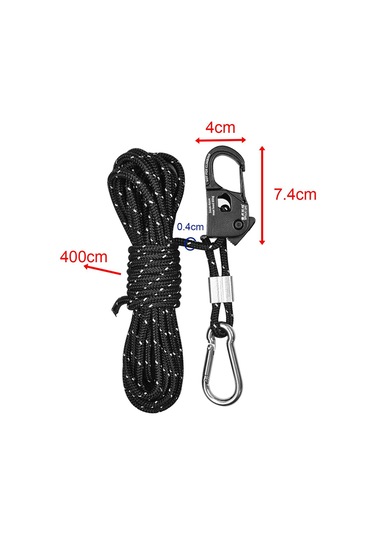 Suntek 4mm Çadır Adam Halat Taşınabilir Kılavuz Siyah Siyah