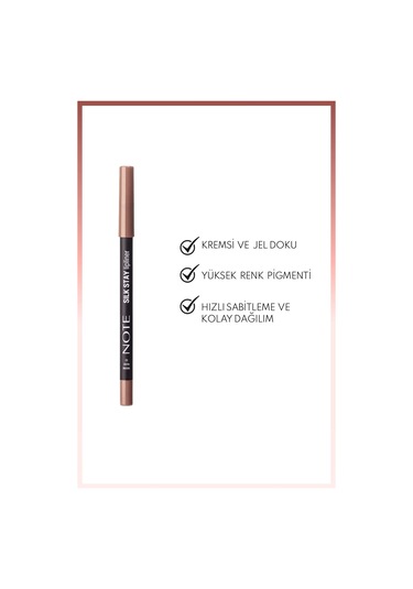 Note Cosmetics Silk Stay Lipliner Suya Dayanıklı İpeksi Dudak Kalemi - 02 Warm Nude - Nude