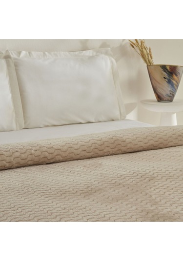 Raunda Tek Kişilik Wellsoft Battaniye Ekru Beyaz