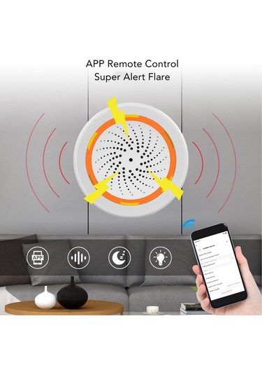 Springsun Ev Güvenliği Akıllı Ses Ve Işık Alarmı: 2.4ghz Kablosuz, 90db, Uzak Kumanda App İle, 18 Alarm Tonu, 55m Menzil