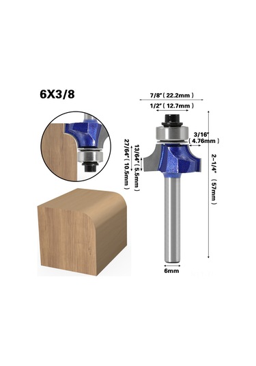 Hombey Ahşap İşleme İçin Profesyonel Dereceli Yuvarlak Uç Freze - Keskin Ve Hassas Kesişmeler Sağlar 6 3/8
