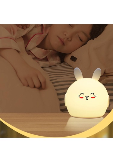 Suntek Silikon Kreş Gece Lambası Kısılabilir Renk Değiştirme Tavşan Fişi Çok Renkli