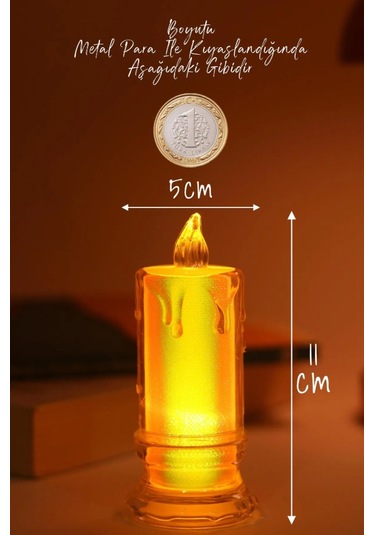 3 Adet Led Mum Simli Tipi Pil Dahil Dumansız Alev Ledli Yapay Dekoratif Mum Işığı Büyük Pt423 ŞEFFAF