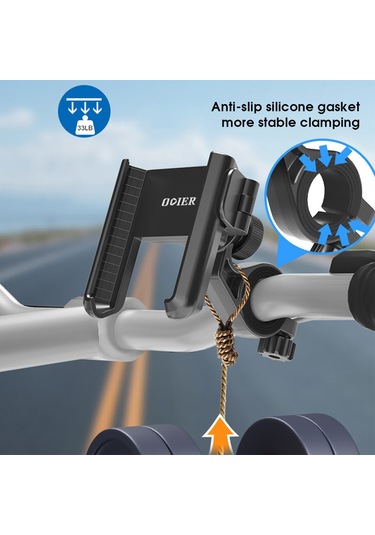 Odier Motosiklet - Bisiklet Telefon Tutucu 360 Derece Döndürme Telefon Siyah