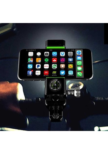 Pusulalı 360 Dönen Bisiklet Telefon Tutucu Q003-Siyah