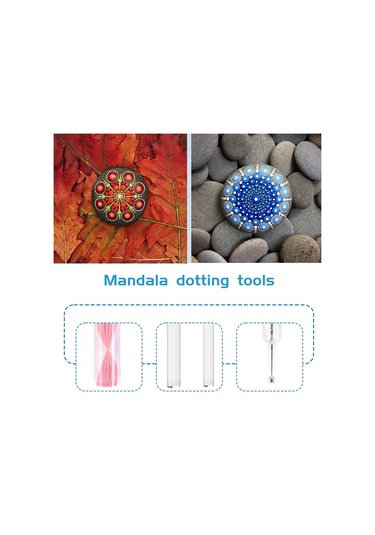 16 Adet Mandala Noktalama Araçları Kayaları Boyamak İçin Mandala Şablon Seti