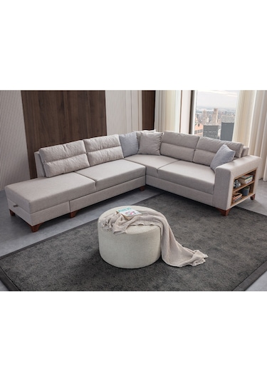 Eymense Tloft Köşe Koltuk Takımı Krem Sol Köşe