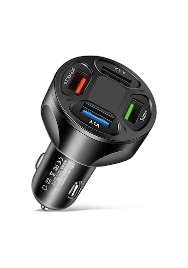 4 Port 100w Hızlı Şarj Qc3.0 Usb Telefon Şarj Adaptörü Arabada Beyaz