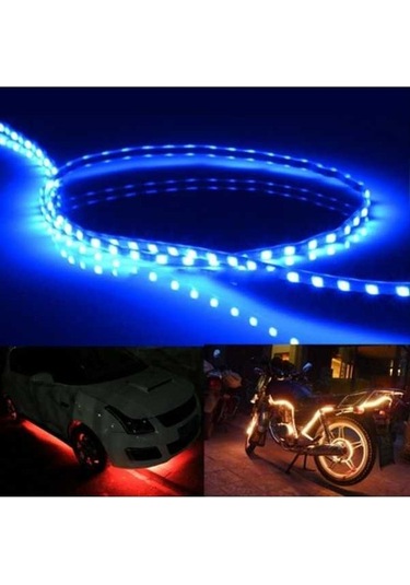 Wondernest Pcs Akış Stili 45 Led 3528 Smd Su Geçirmez Esnek Araba Şerit Işığı, 90cm Mavi, Dc 12v Araba Dekorasyonu Mavi Işık