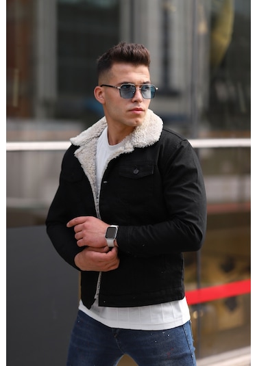 Erkek Kürklü Kot Ceket İçi Kürklü Kot Ceket