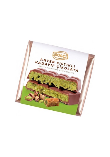 Bolçi Antep Fıstıklı Kadayıf Dolgulu Sütlü Çikolata Dubai Çikolatası 100 G