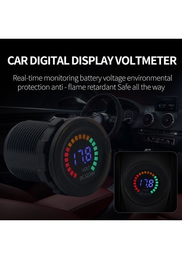 Samdoo 12/24v Renkli Led Voltmetre - Su Geçirmez, Alarmlı, Araç Ve Tekneler İçin