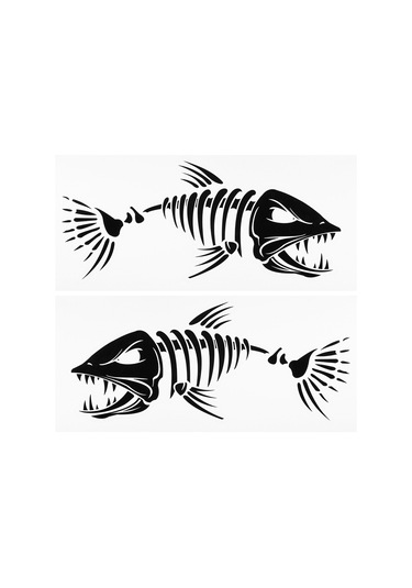 Ximistore9 Balık Kemiği Desenli Vinil Stickerler Çifti - Kolay Uygulama, Transfer Bandı İçeren, Kesimli Sticker 2 Adet
