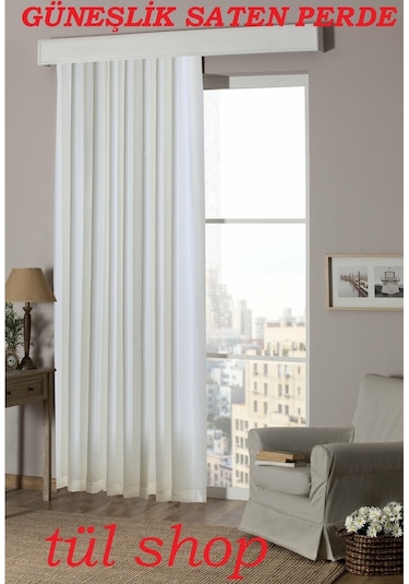 Güneşlik Saten Kalın Gramajlı Ütü İstemez Güneşlk Perde (402268212) Kırık Beyaz