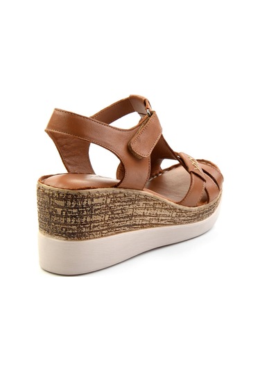 Taba Hakiki Deri Kadın Sandalet K05552600003 Taba