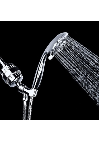 10 Aşamalı Banyo Su Filtresi Klor Ağır Metalleri Filtrelenmiş Duş Başlığı, 1 Filtre İle Kaldır Gümüş