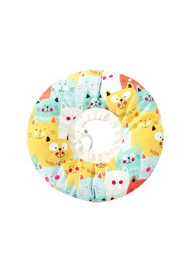 Hombey Kedi Köpek Ameliyat Sonrası Korumalı Yumuşak Yastıkli Boyunluk - Su Geçirmez Tırnak/ısırık Engeli - Sarı Kedi - M Boy