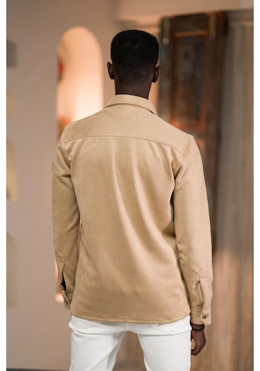 Advante Regular Fit Likralı Çift Cepli Pamuklu Astarsız Kadife Gömlek 001