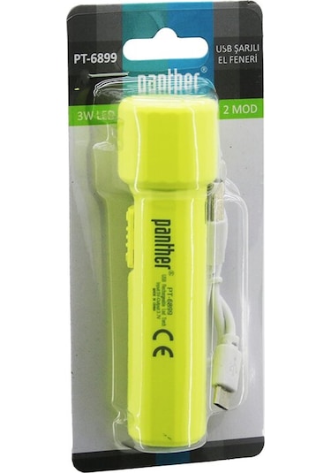 3w Usb Şarjlı Mini El Feneri 2 Mod Işık - Max: 500 Lumen - Çok Renkli