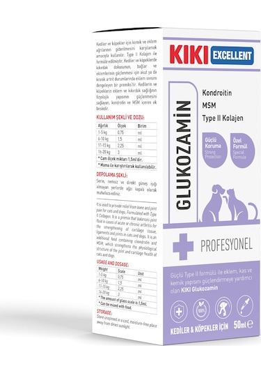 Kiki Excellent Kedi & Köpek Glukozamin Kondroitin Type II Kolajen 50 ML
