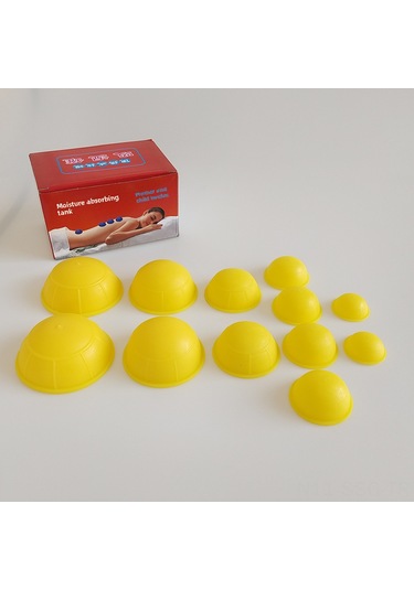 Springsun 12'li Silikon Vakum Suction K拔罐 Seti - Sağlık Masajı İçin Esnek, Taşınabilir Ve Dayanıklı Ev Fıtness Aletleri Sarı Çok Renkli