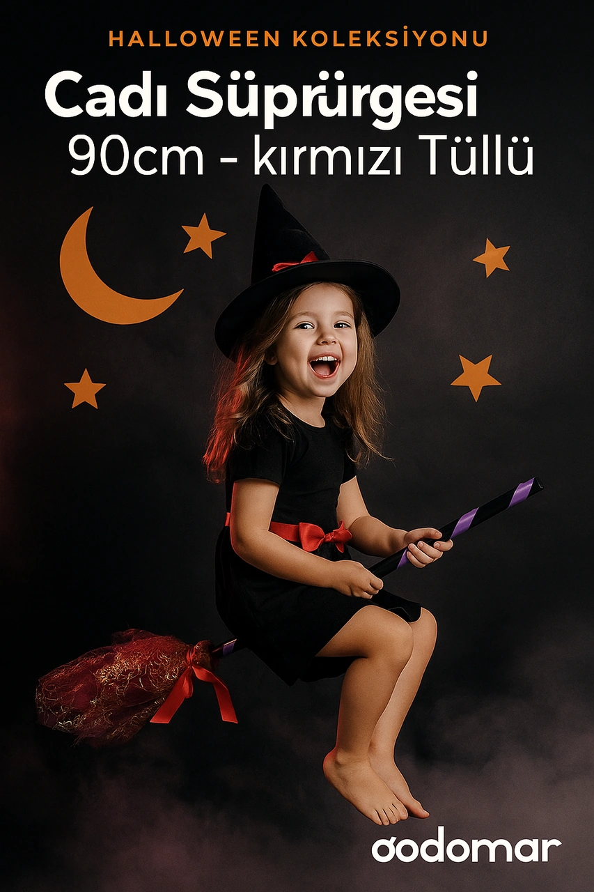 Halloween Cadı Süpürgesi Tüllü Kırmızı Diğer