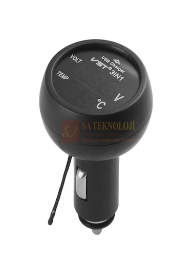 Araç Voltmetre 3in1 Mavi-kırmızı