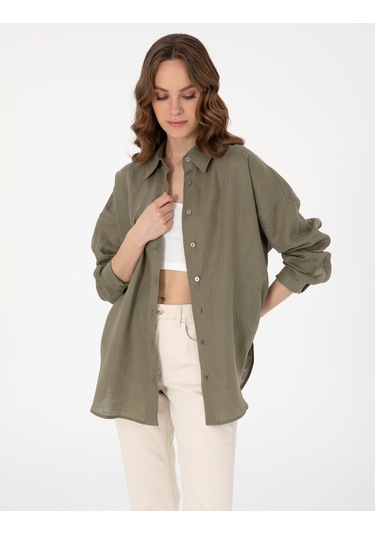 Pierre Cardin Kadın Haki Gömlek Desenli 50301078-vr027 Haki