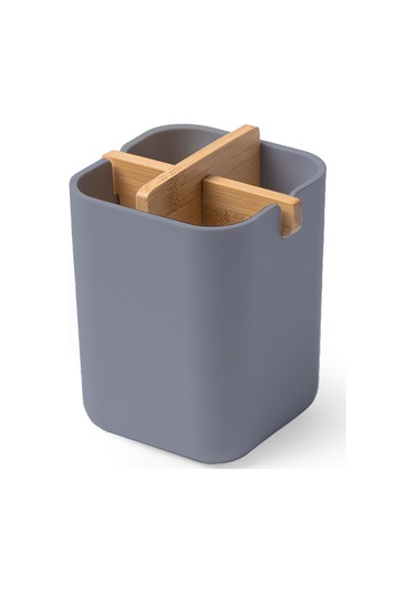 Ximistore9 Gri Bambu Lifli Çöpü Toplayan Organizer - Banyo Fırça Tutucu, Masaüstü Derleyici, Mutfak Ve Ofis İçin Kullanım Kolay Depolama Kutusu Gri